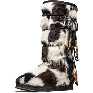 ⚡Women's Black Comfort Suede Fur Shearling Stylish Knee High Winter Snow Boots